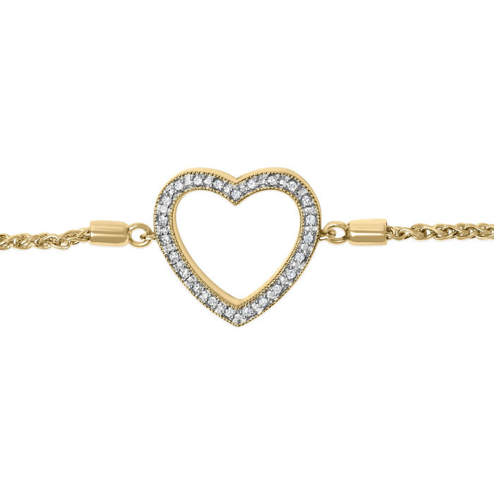 Diamond Accent Heart Lariat Bolo Bracelet in Gold Vermeil, photo 2
