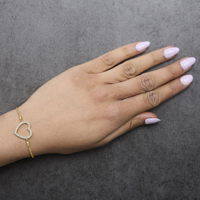 Diamond Accent Heart Lariat Bolo Bracelet in Gold Vermeil, photo 3