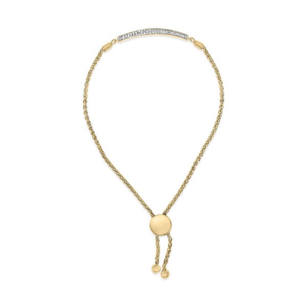 Diamond Accent Bar Lariat Bolo Bracelet in Gold Vermeil, photo 1