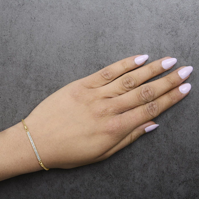 Diamond Accent Bar Lariat Bolo Bracelet in Gold Vermeil, photo 3