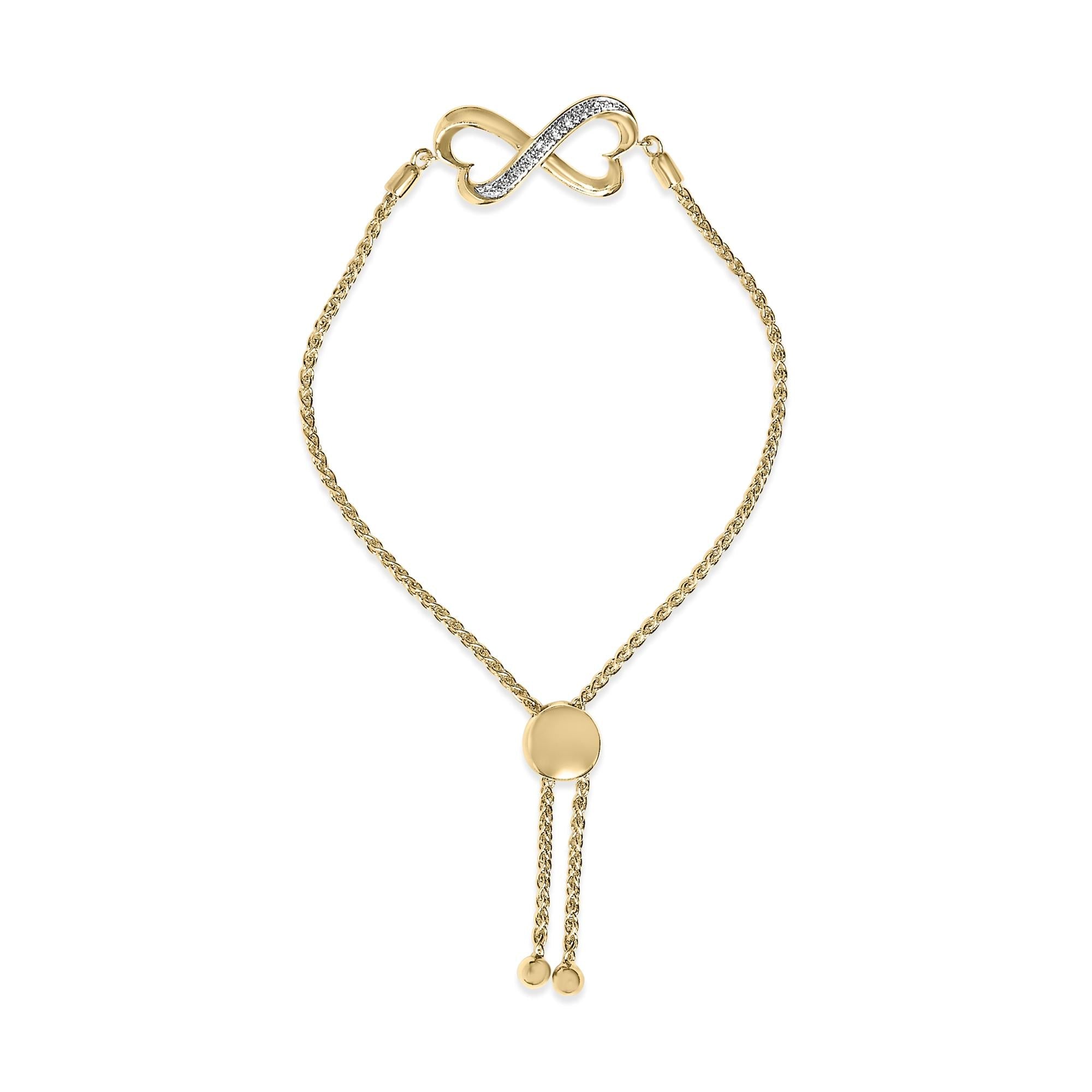 Pulsera bolo de corazón infinito con detalle de diamante en vermeil de oro, foto 1