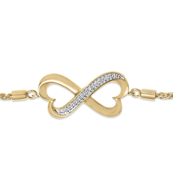 Diamond Accent Heart Infinity Bolo Bracelet in Gold Vermeil, photo 2