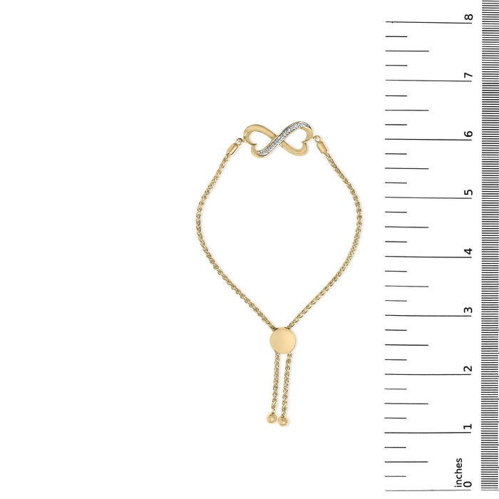 Pulsera bolo de corazón infinito con detalle de diamante en vermeil de oro, foto 5