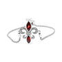 Marquise Garnet and Diamond Accent Lariat Fleur De Lis Adjustable Bolo Bracelet in Sterling Silver, photo 1
