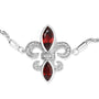 Marquise Garnet and Diamond Accent Lariat Fleur De Lis Adjustable Bolo Bracelet in Sterling Silver, photo 4