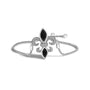 Pulsera bolo ajustable lariat de flor de lis con ónix negro talla marquesa y detalle de diamante en plata de ley, foto 2