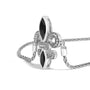 Pulsera bolo ajustable lariat de flor de lis con ónix negro talla marquesa y detalle de diamante en plata de ley, foto 4
