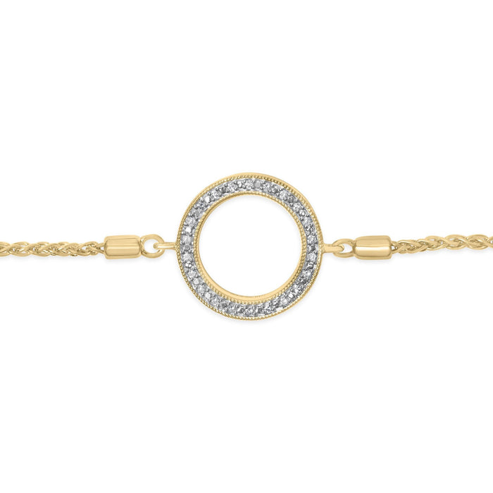 Pulsera bolo de lazo con círculo y detalle de diamante en vermeil de oro, foto 2