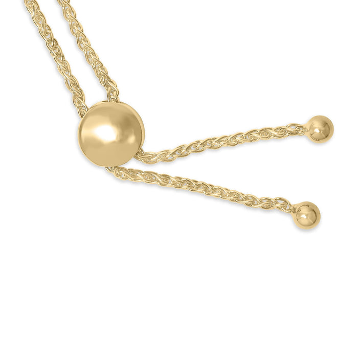 Pulsera bolo de lazo con círculo y detalle de diamante en vermeil de oro, foto 4