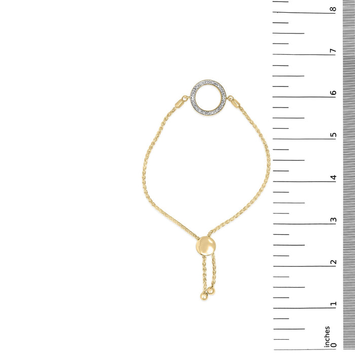 Pulsera bolo de lazo con círculo y detalle de diamante en vermeil de oro, foto 5