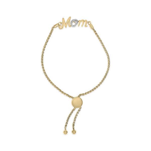 Diamond Accent Mom Lariat Bolo Bracelet in Gold Vermeil, photo 1