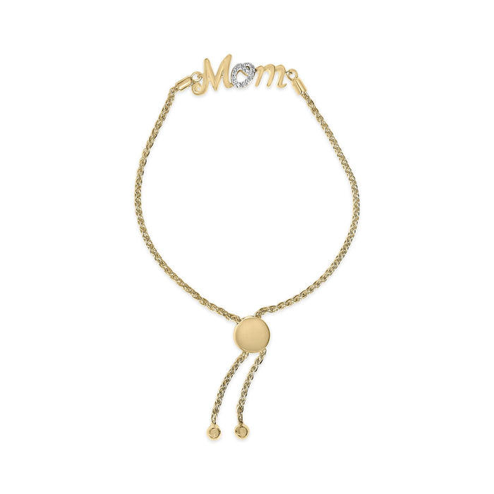 Diamond Accent Mom Lariat Bolo Bracelet in Gold Vermeil, photo 1