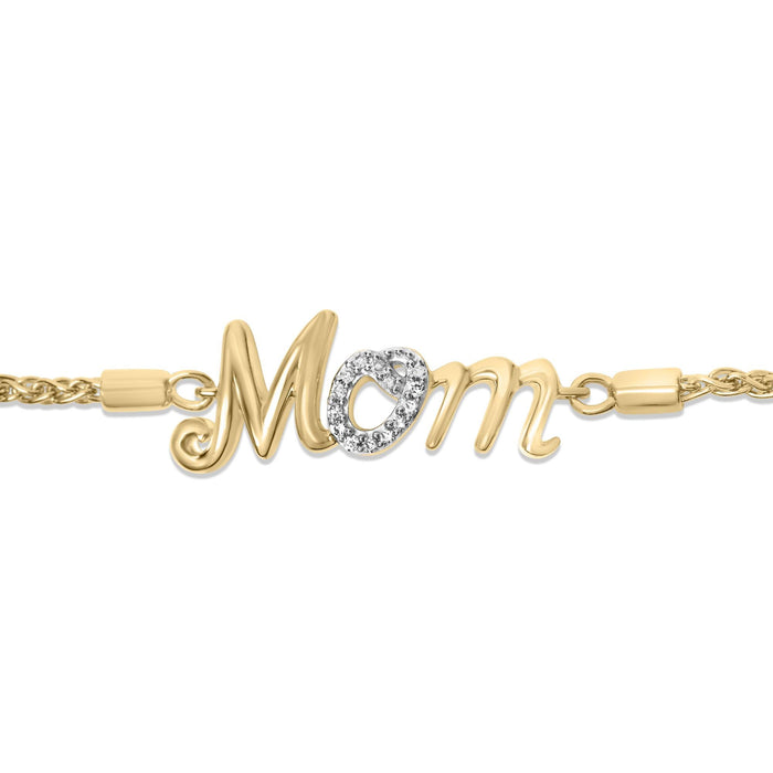 Diamond Accent Mom Lariat Bolo Bracelet in Gold Vermeil, photo 2