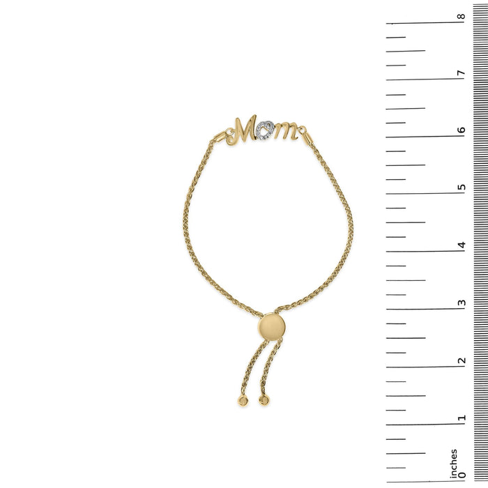 Diamond Accent Mom Lariat Bolo Bracelet in Gold Vermeil, photo 5
