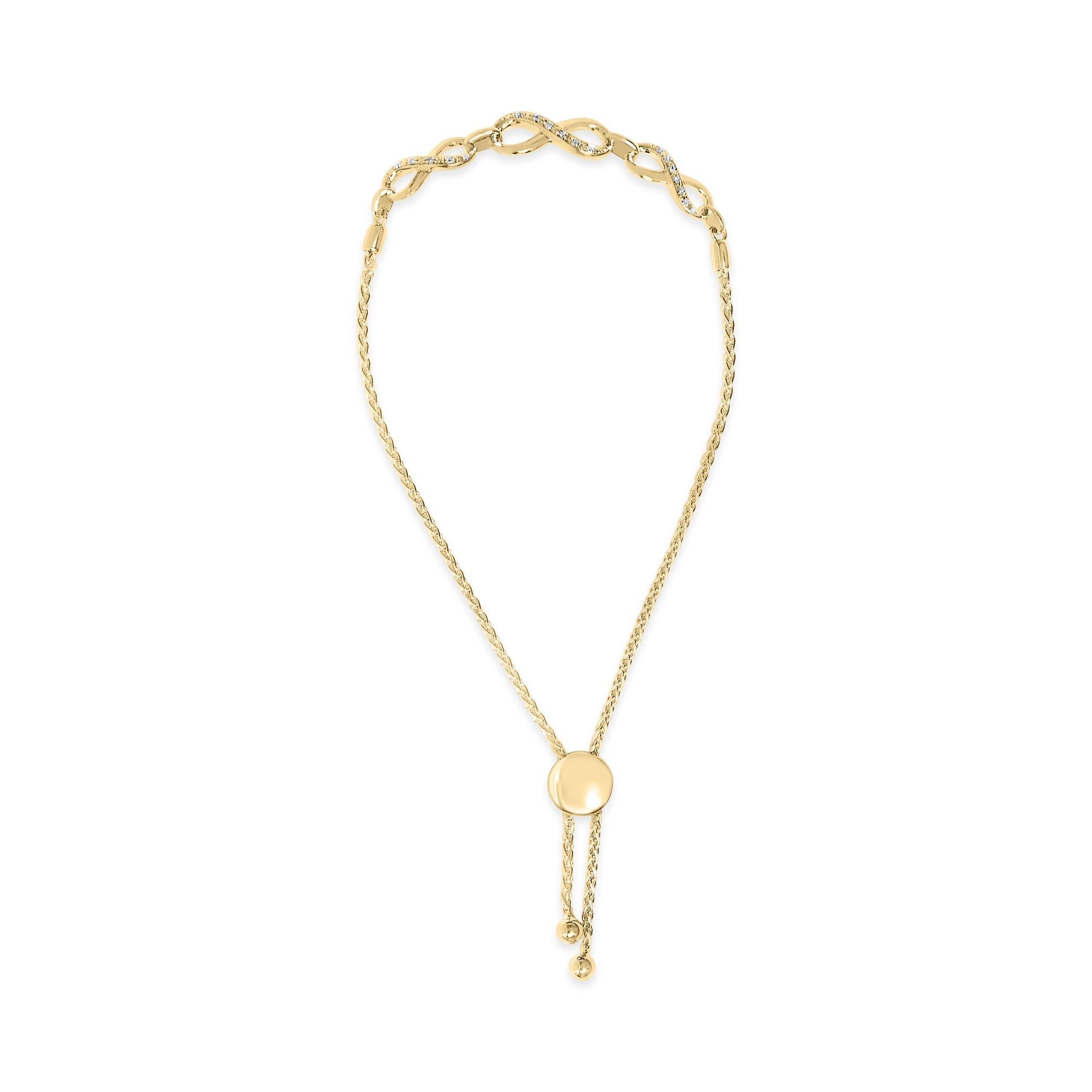 Diamond Accent Infinity Sign Lariat Bolo Bracelet in Gold Vermeil, photo 1
