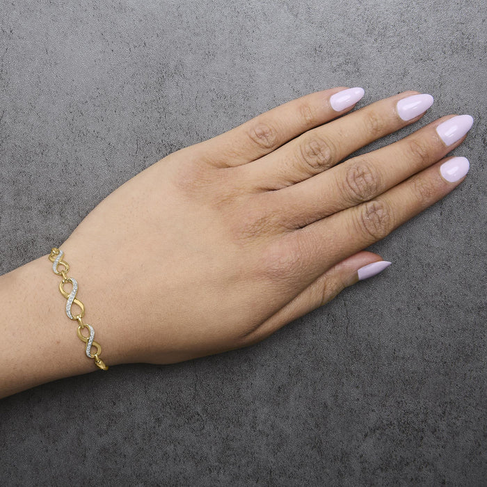 Diamond Accent Infinity Sign Lariat Bolo Bracelet in Gold Vermeil, photo 3