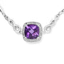 Pulsera bolo ajustable de lazo con amatista de talla cojín de 10 mm y detalle de diamante en plata de ley, foto 4