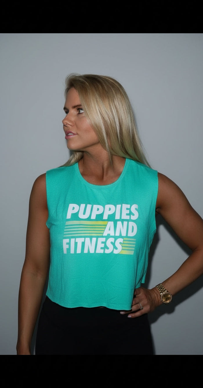 Puppies and Fitness Club Logo Crop Tank