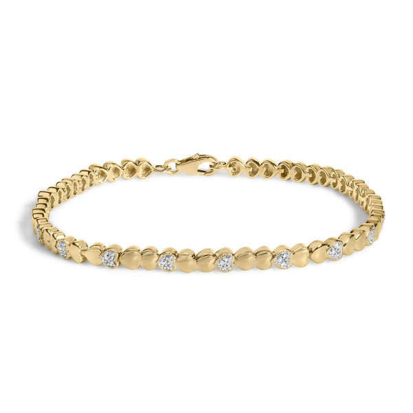 1/7 Ct. T.W. Diamond Puff Heart Bangle Bracelet in Gold Vermeil, photo 1