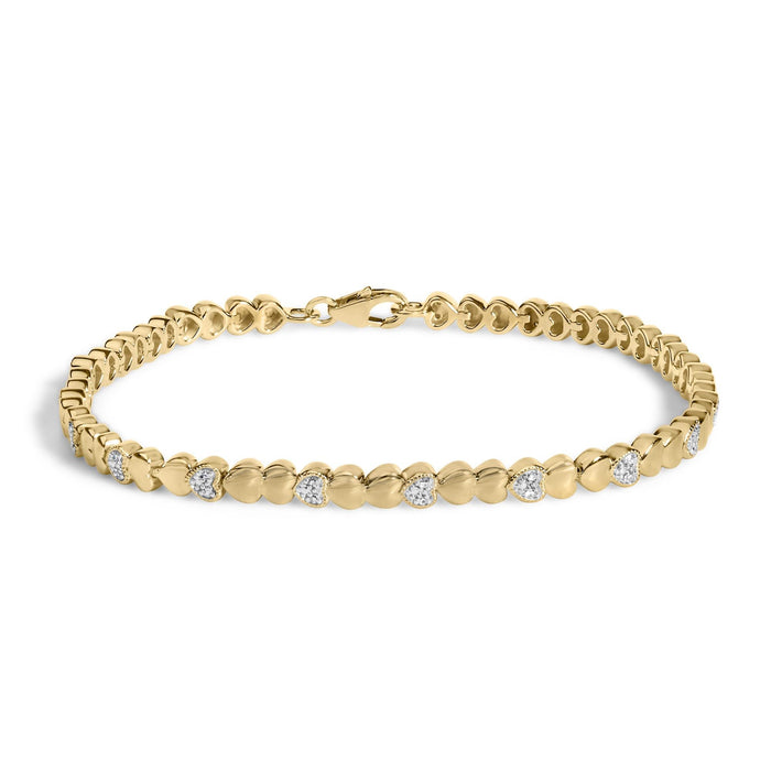 Brazalete rígido de corazón abultado con diamantes de 1/7 ct. p.t. en vermeil de oro, foto 1
