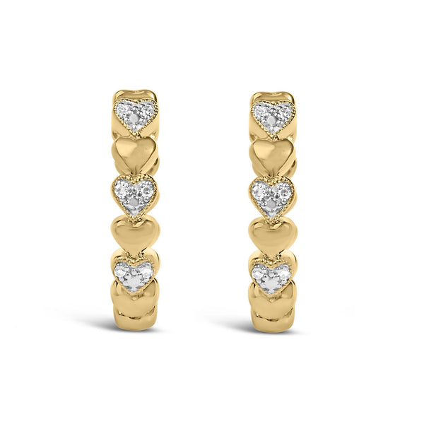 Diamond Accent Mini Heart Hoop Earrings in Gold Vermeil, photo 1