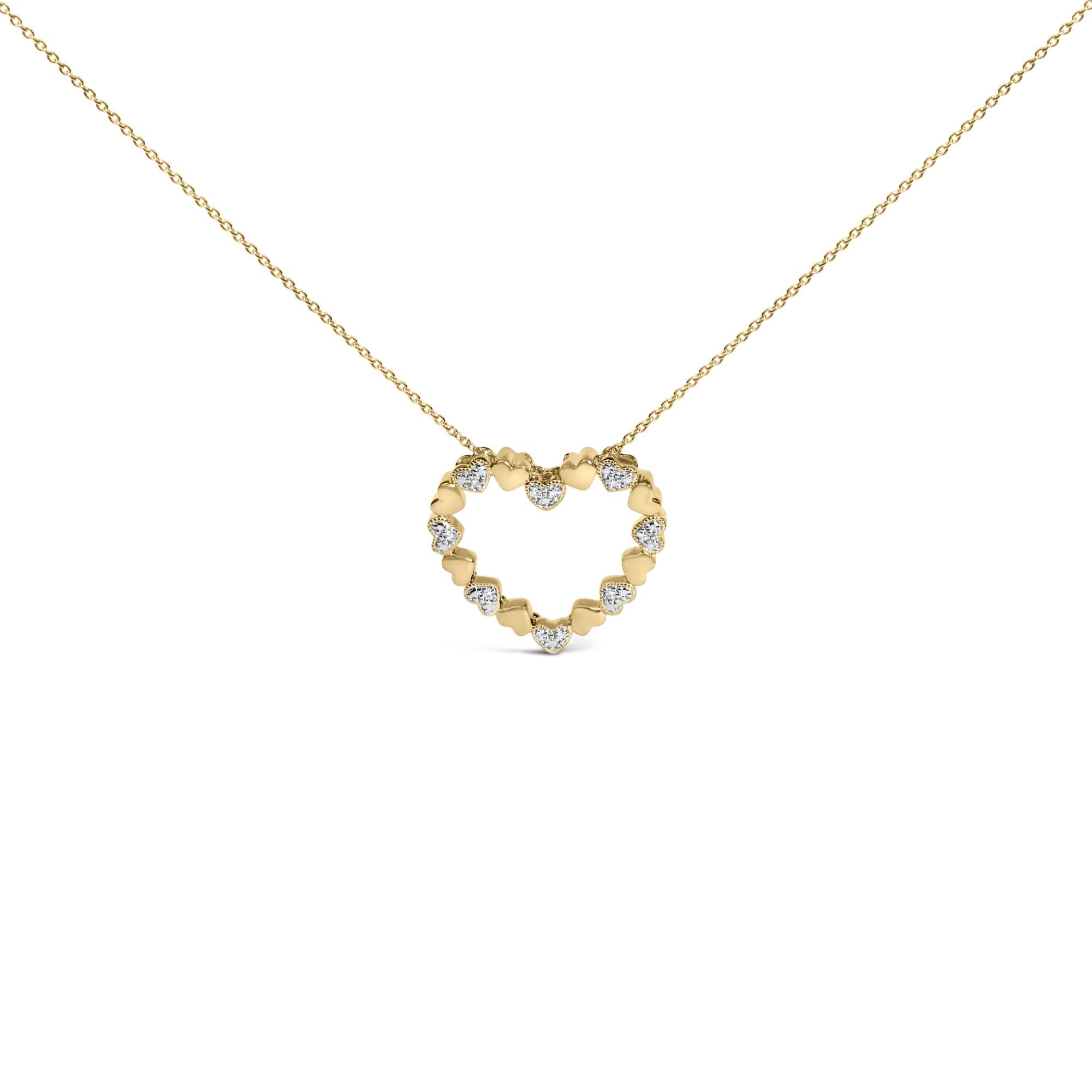 Diamond Accent Puffed Heart Pendant Necklace in Gold Vermeil, photo 1