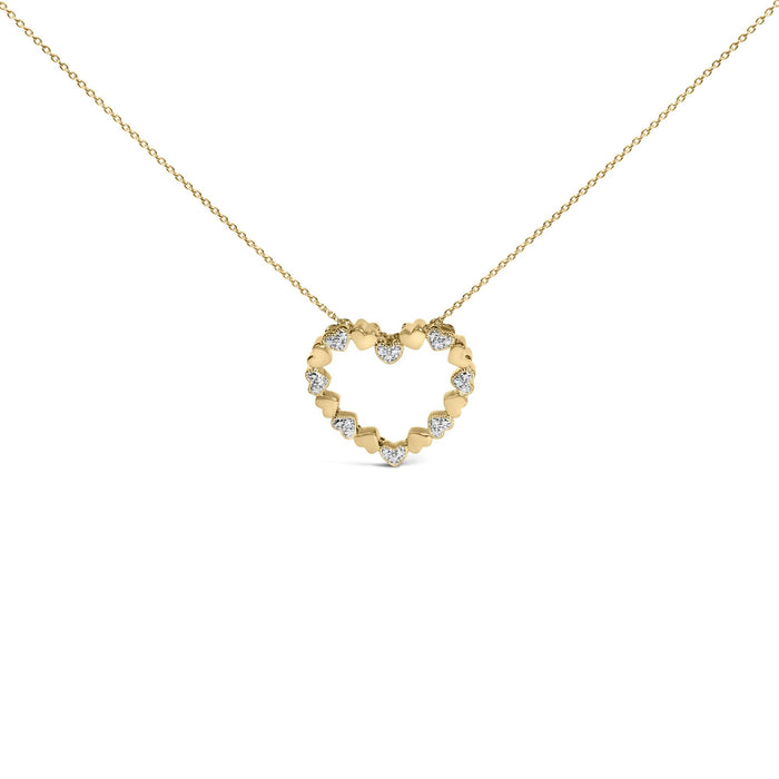 Diamond Accent Puffed Heart Pendant Necklace in Gold Vermeil, photo 1