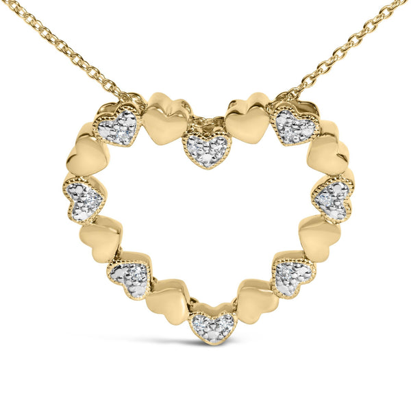 Diamond Accent Puffed Heart Pendant Necklace in Gold Vermeil, photo 2