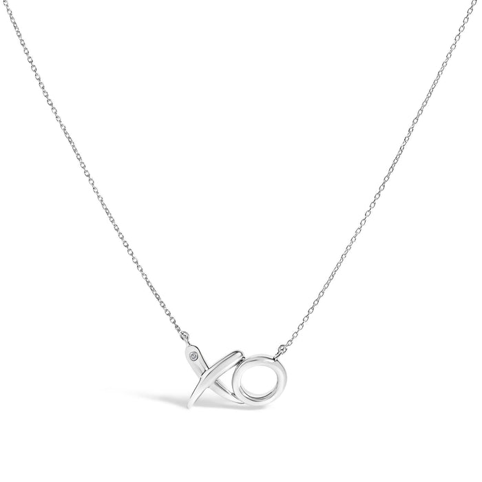 Diamond Accent XO Pendant Necklace in Sterling Silver, photo 1