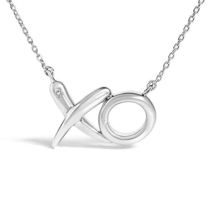Diamond Accent XO Pendant Necklace in Sterling Silver, photo 2