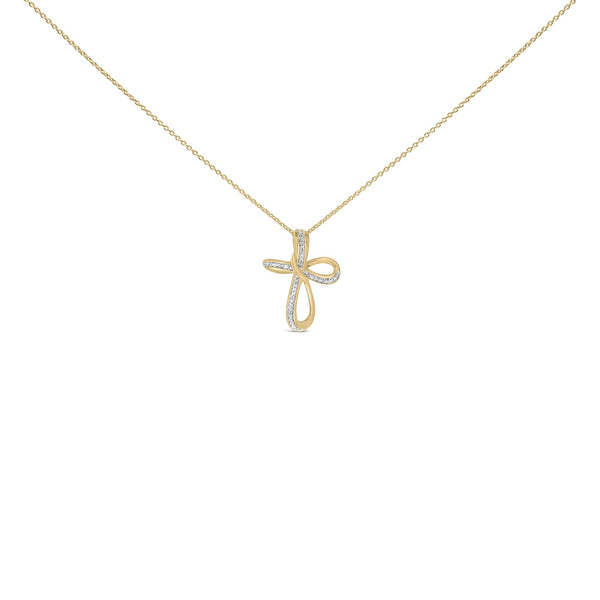 Diamond Accent Infinity Cross Pendant Necklace in Gold Vermeil, photo 1