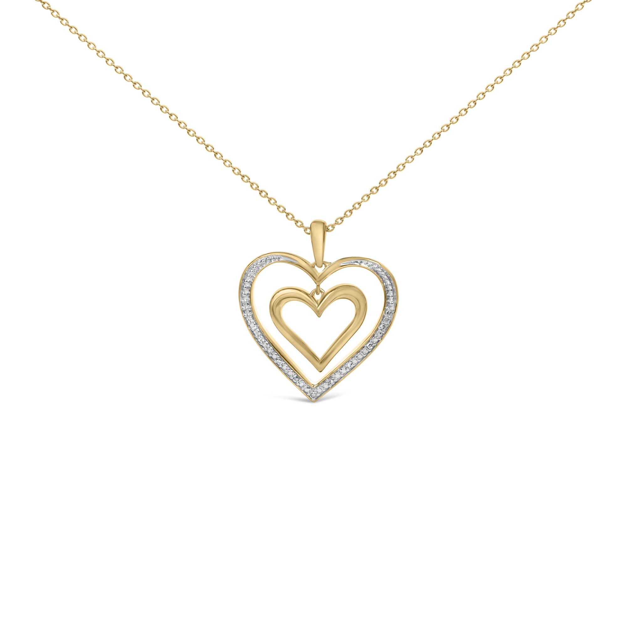 Diamond Accent Floating Double Heart Pendant Necklace in Gold Vermeil, photo 1