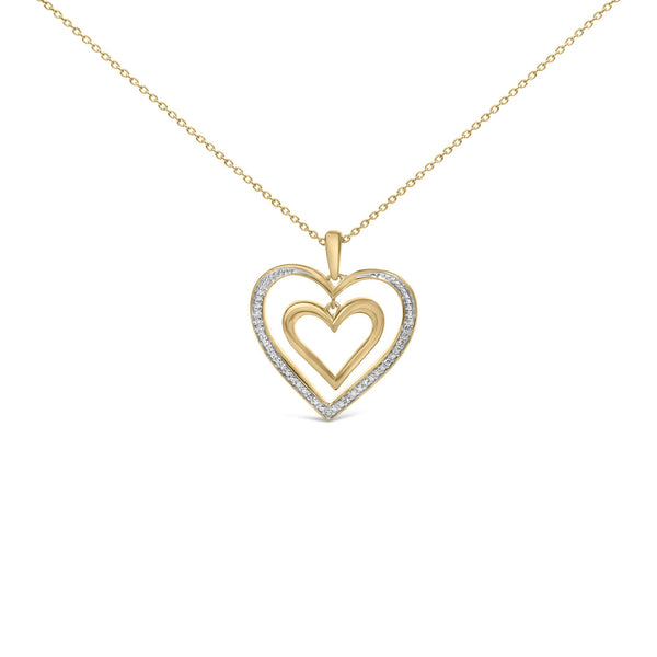 Diamond Accent Floating Double Heart Pendant Necklace in Gold Vermeil, photo 1