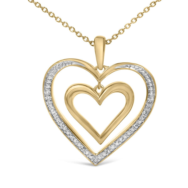 Diamond Accent Floating Double Heart Pendant Necklace in Gold Vermeil, photo 2