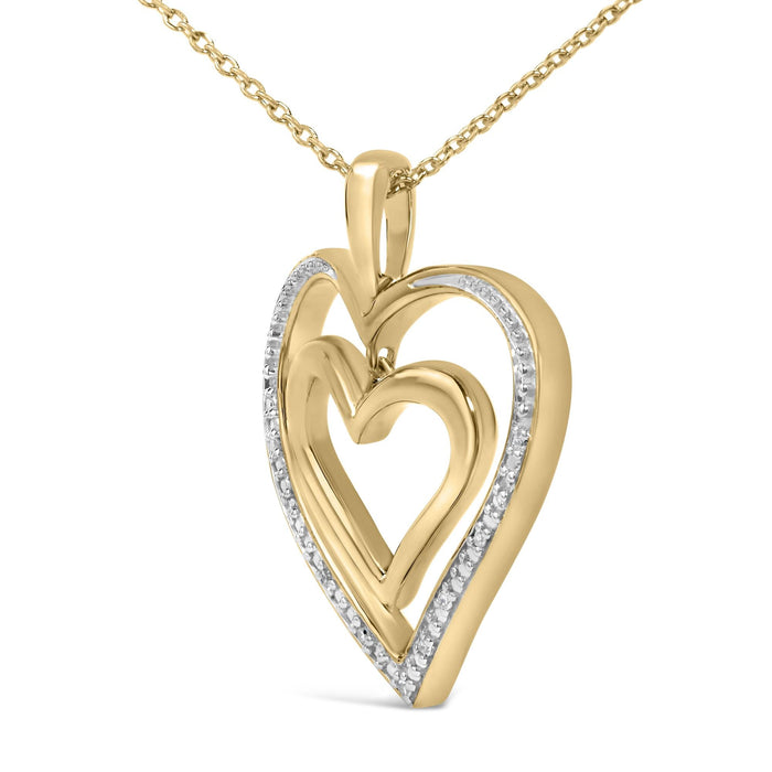Diamond Accent Floating Double Heart Pendant Necklace in Gold Vermeil, photo 4