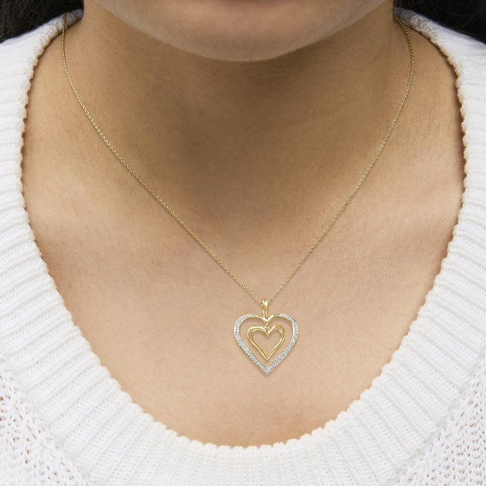 Diamond Accent Floating Double Heart Pendant Necklace in Gold Vermeil, photo 3