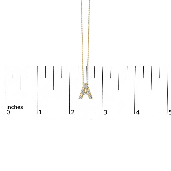 Diamond Accent A-Z Initial Bubble Pendant Necklace in Yellow Gold Vermeil