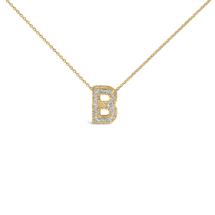 Diamond Accent A-Z Initial Bubble Pendant Necklace in Yellow Gold Vermeil, photo 11