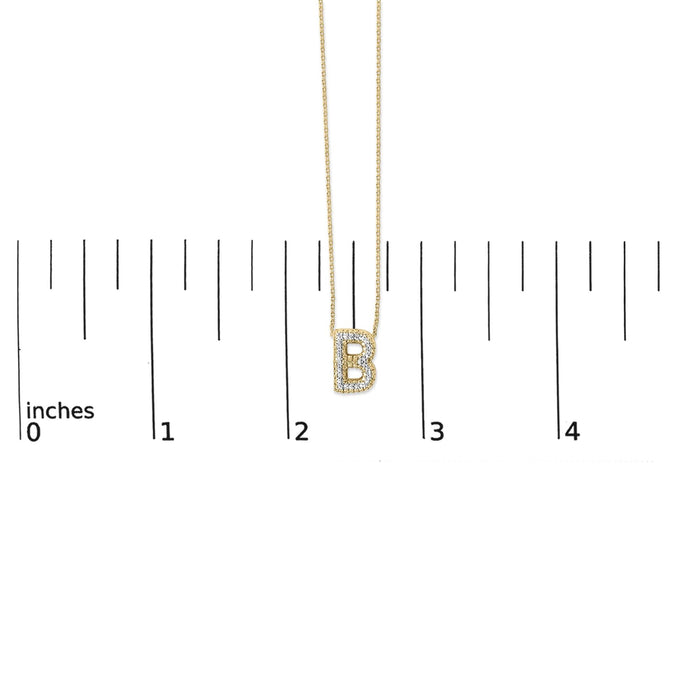 Diamond Accent A-Z Initial Bubble Pendant Necklace in Yellow Gold Vermeil