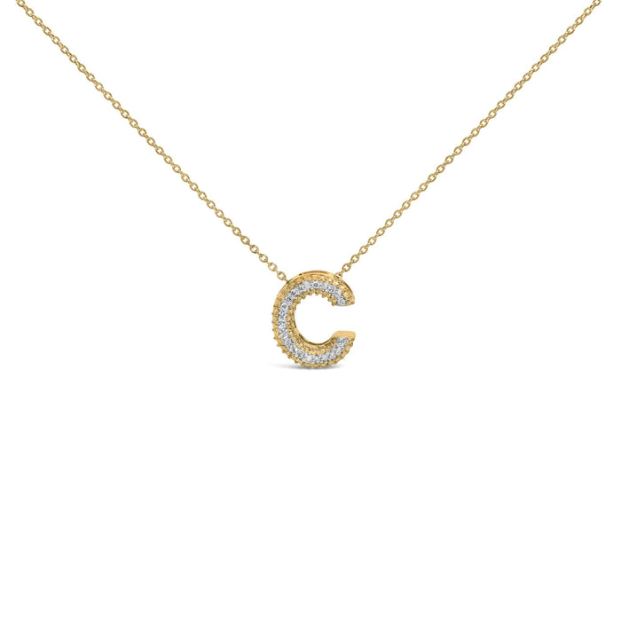 Diamond Accent A-Z Initial Bubble Pendant Necklace in Yellow Gold Vermeil, photo 10