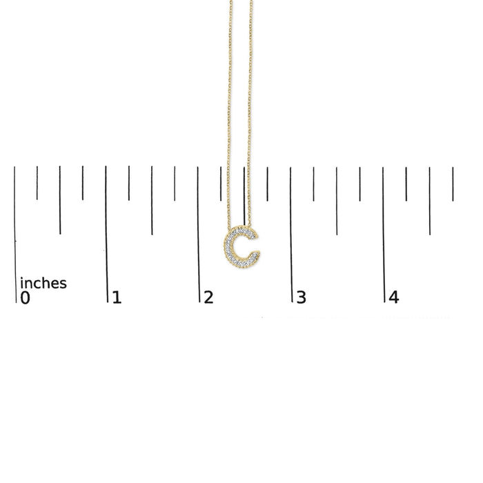 Diamond Accent A-Z Initial Bubble Pendant Necklace in Yellow Gold Vermeil