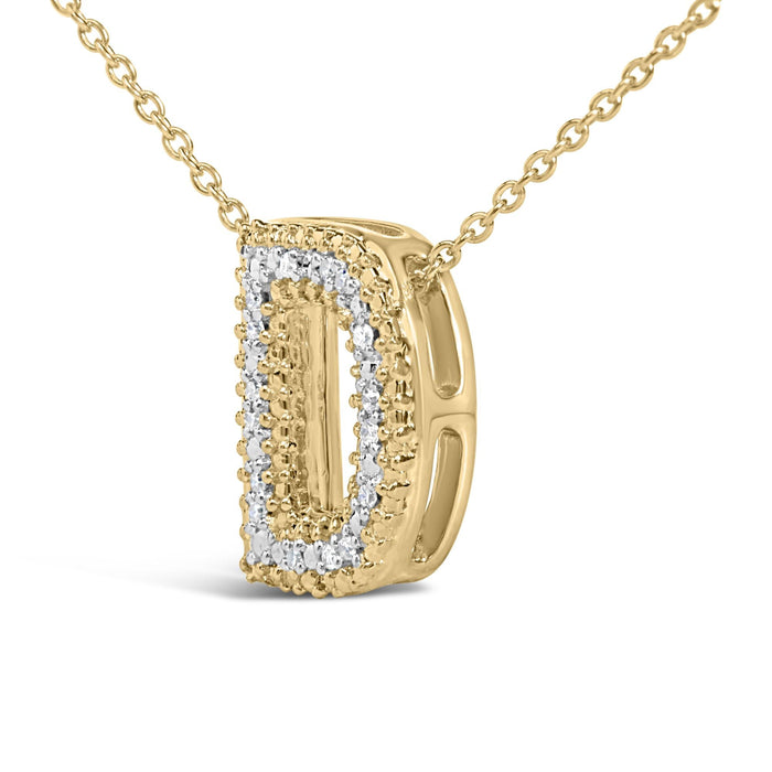 Diamond Accent A-Z Initial Bubble Pendant Necklace in Yellow Gold Vermeil