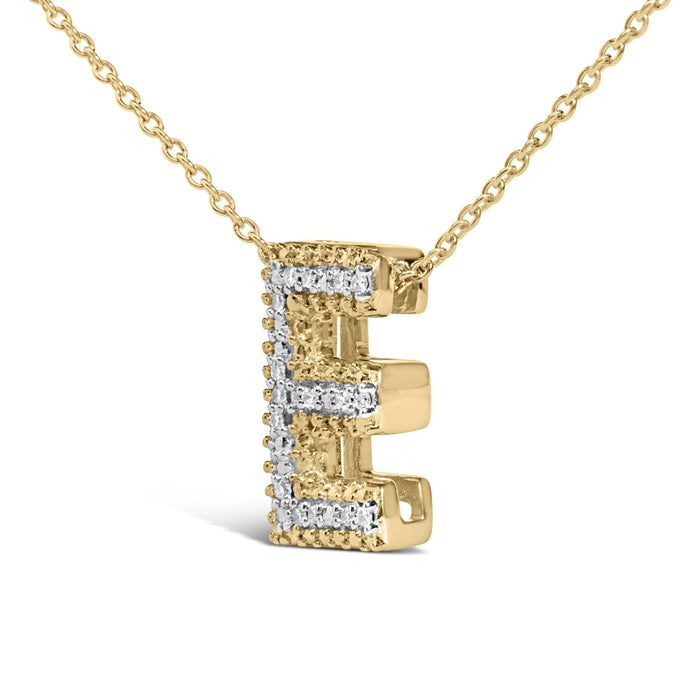 Diamond Accent A-Z Initial Bubble Pendant Necklace in Yellow Gold Vermeil