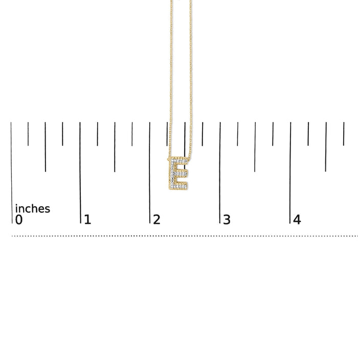 Diamond Accent A-Z Initial Bubble Pendant Necklace in Yellow Gold Vermeil
