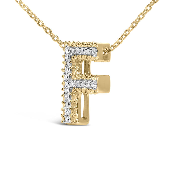 Diamond Accent A-Z Initial Bubble Pendant Necklace in Yellow Gold Vermeil