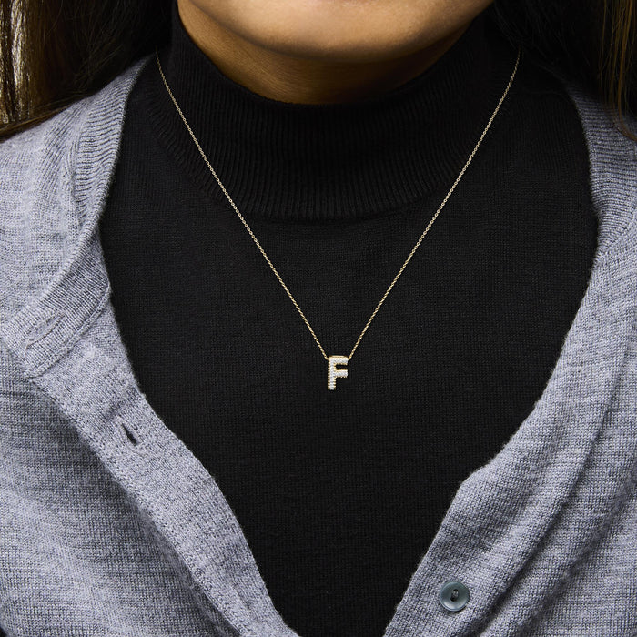 Diamond Accent A-Z Initial Bubble Pendant Necklace in Yellow Gold Vermeil, photo 59