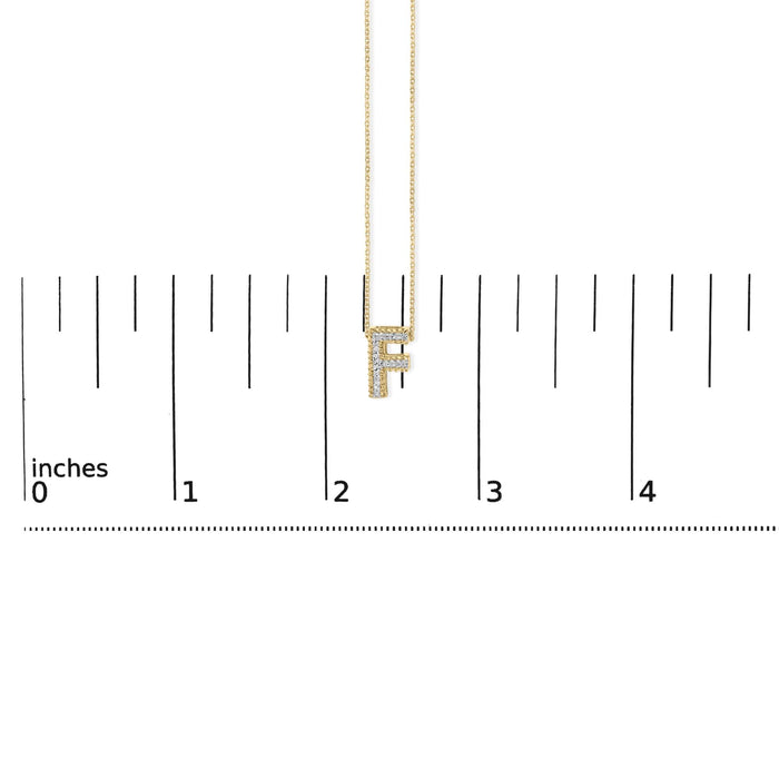 Diamond Accent A-Z Initial Bubble Pendant Necklace in Yellow Gold Vermeil
