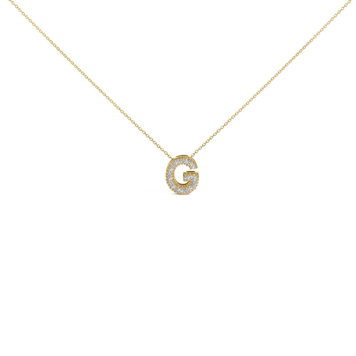 Diamond Accent A-Z Initial Bubble Pendant Necklace in Yellow Gold Vermeil, photo 6