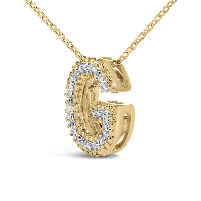 Diamond Accent A-Z Initial Bubble Pendant Necklace in Yellow Gold Vermeil