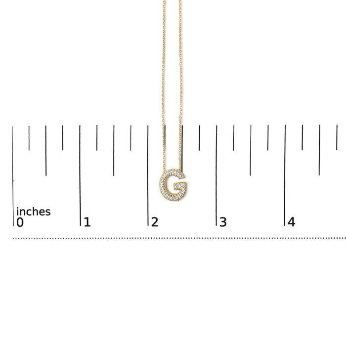 Diamond Accent A-Z Initial Bubble Pendant Necklace in Yellow Gold Vermeil